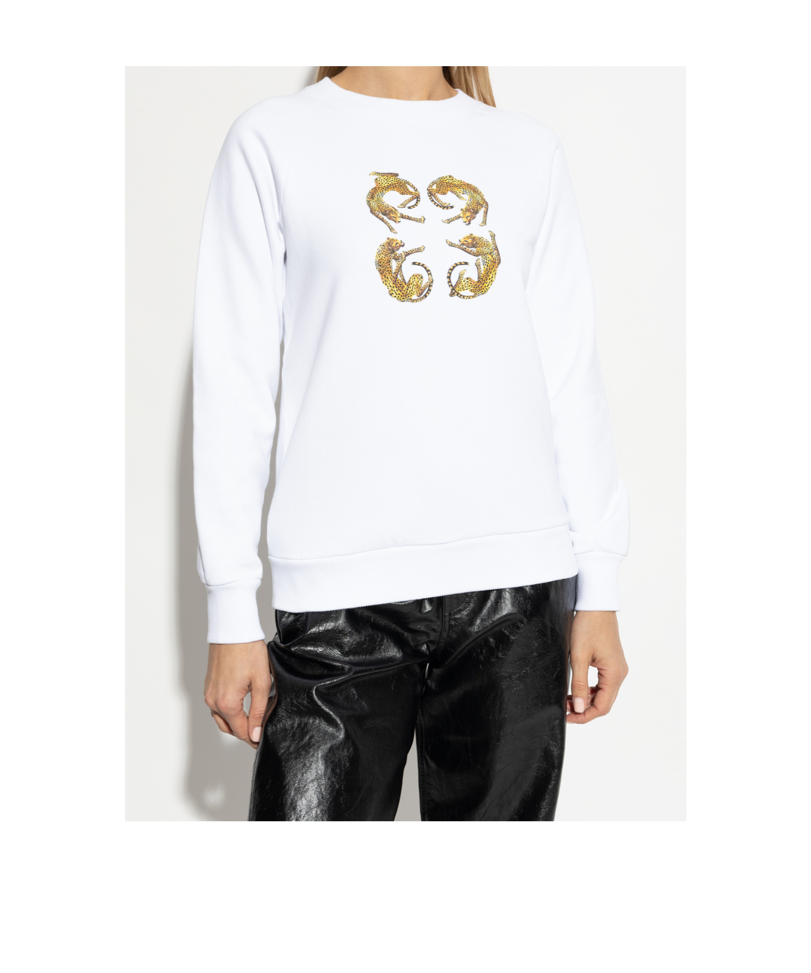 Givenchy Slim Fit Sweatshirt In Fleece With 4g Leopard Print In White