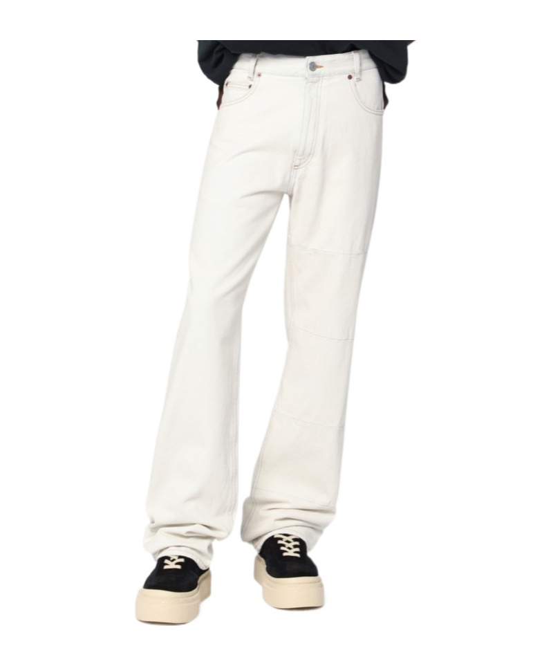 Mm6 Maison Margiela Patched Jeans With Belt Loops In White