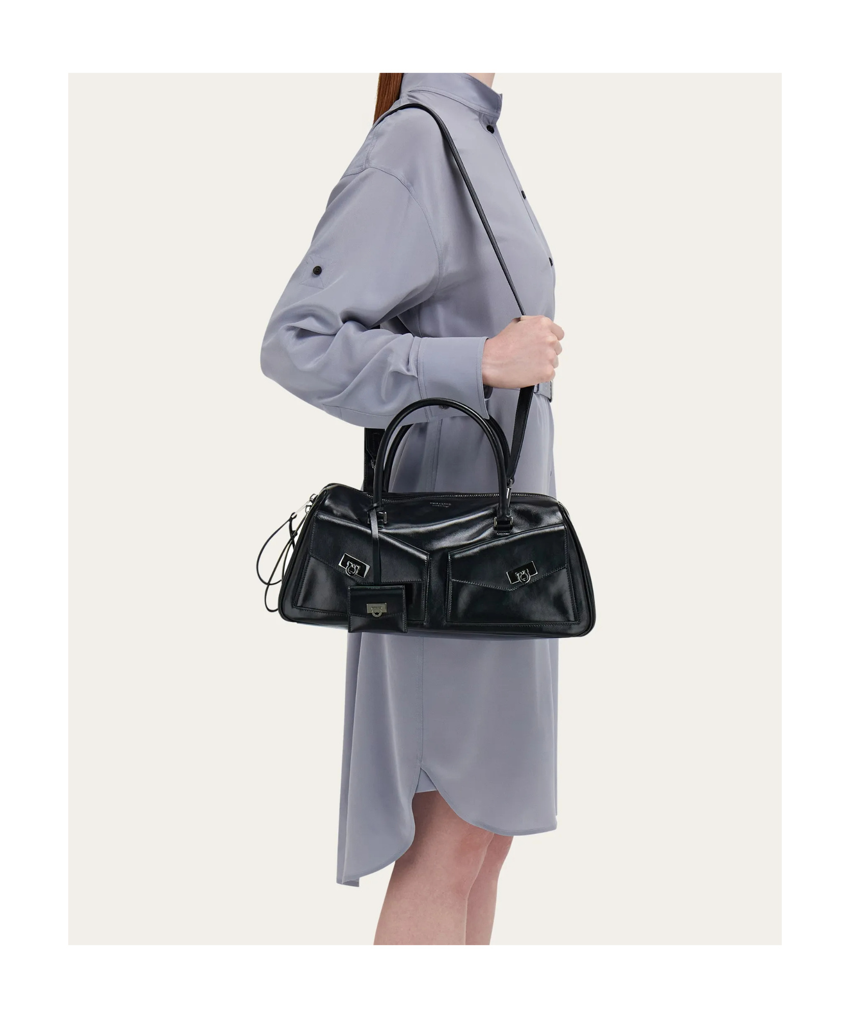 Ferragamo Versatile Cross-body Bag Top Handles In Black