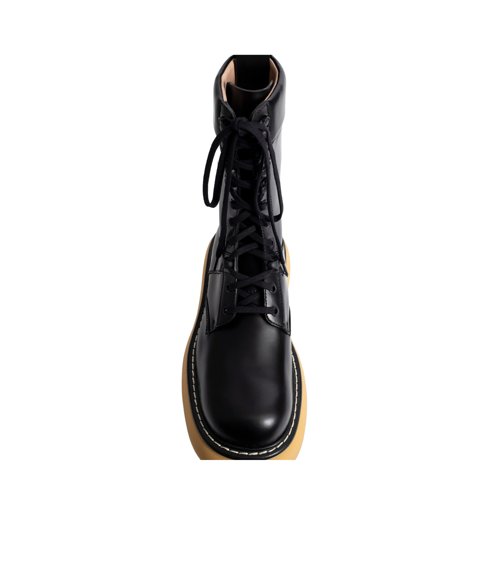 Bottega Veneta 35mm Bounce Brushed Leather Combat Boots In Black