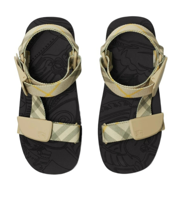 Burberry Check Trek Double-strap Sandals In Black