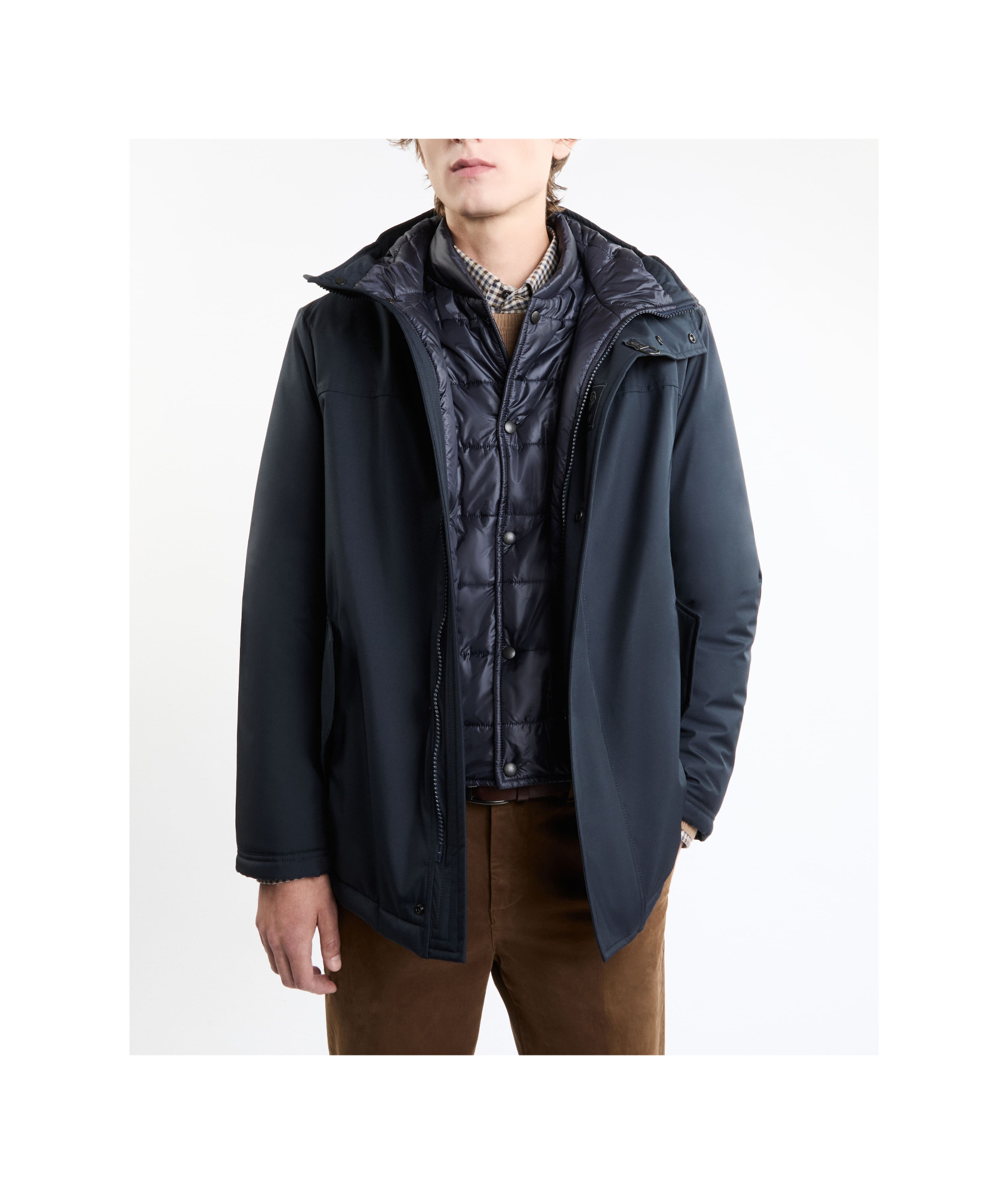 Fay Navy Blue Double Front Caban Jacket In Black