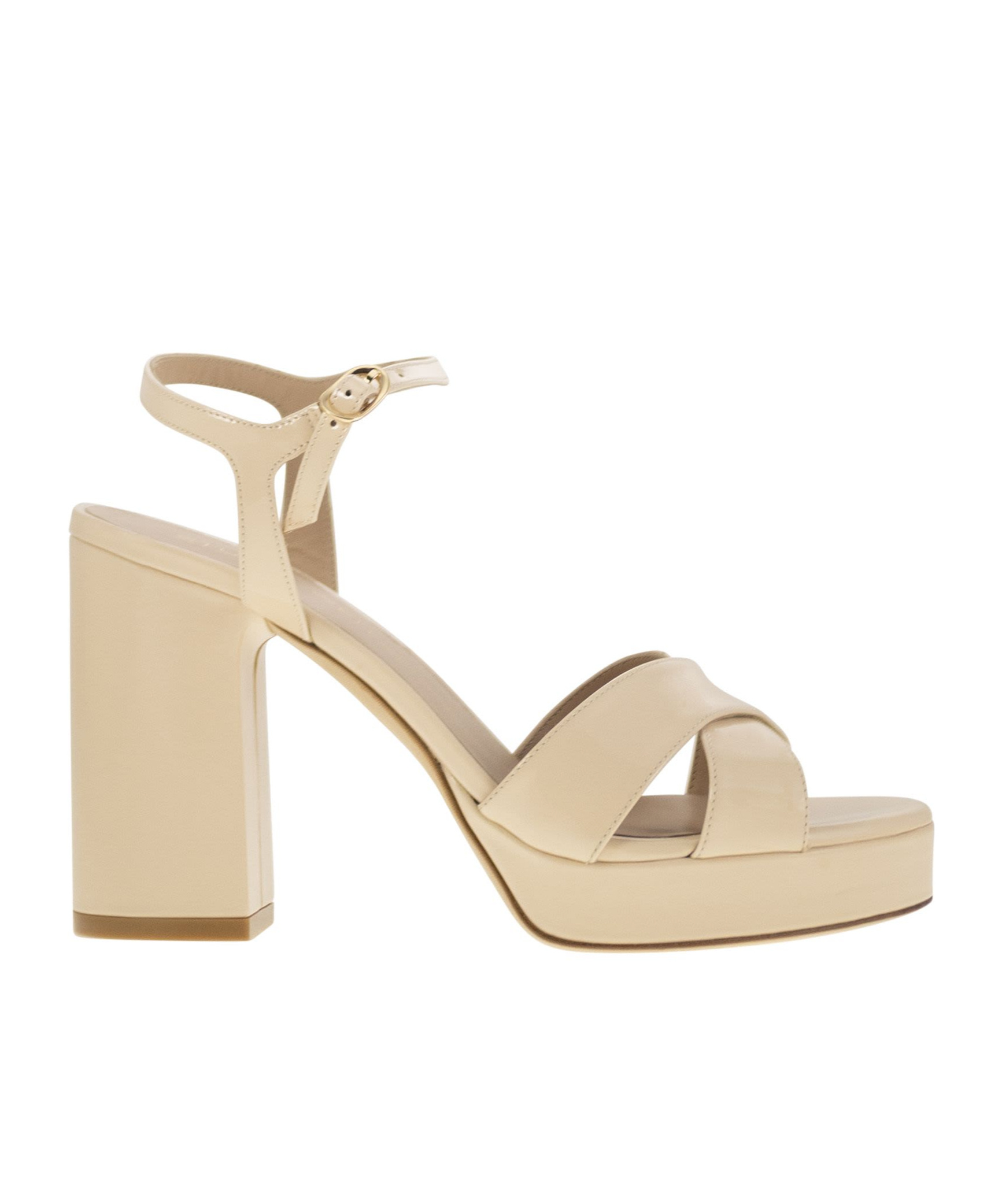 Stuart Weitzman Dayna Leather Crisscross Platform Sandals In Nude