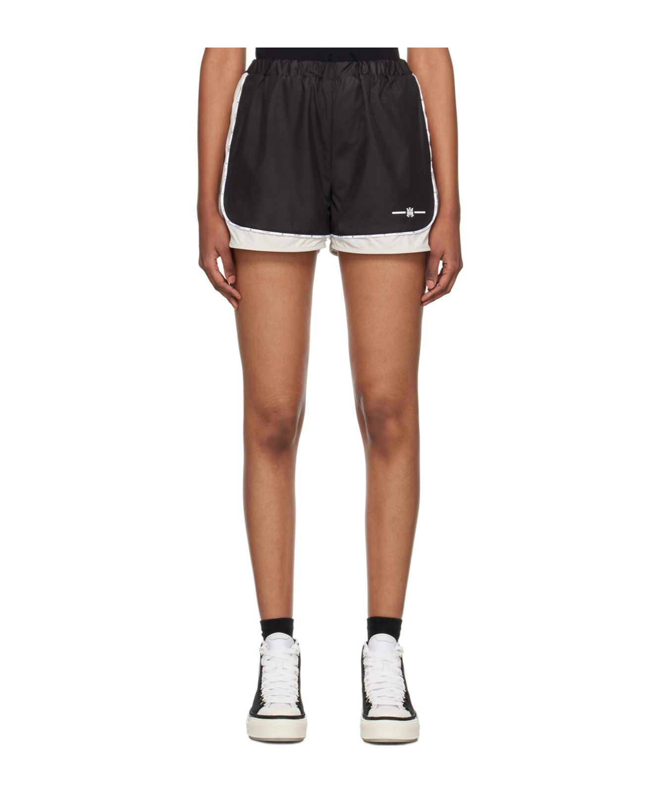Amiri Logo Nylon Track Shorts In Brown