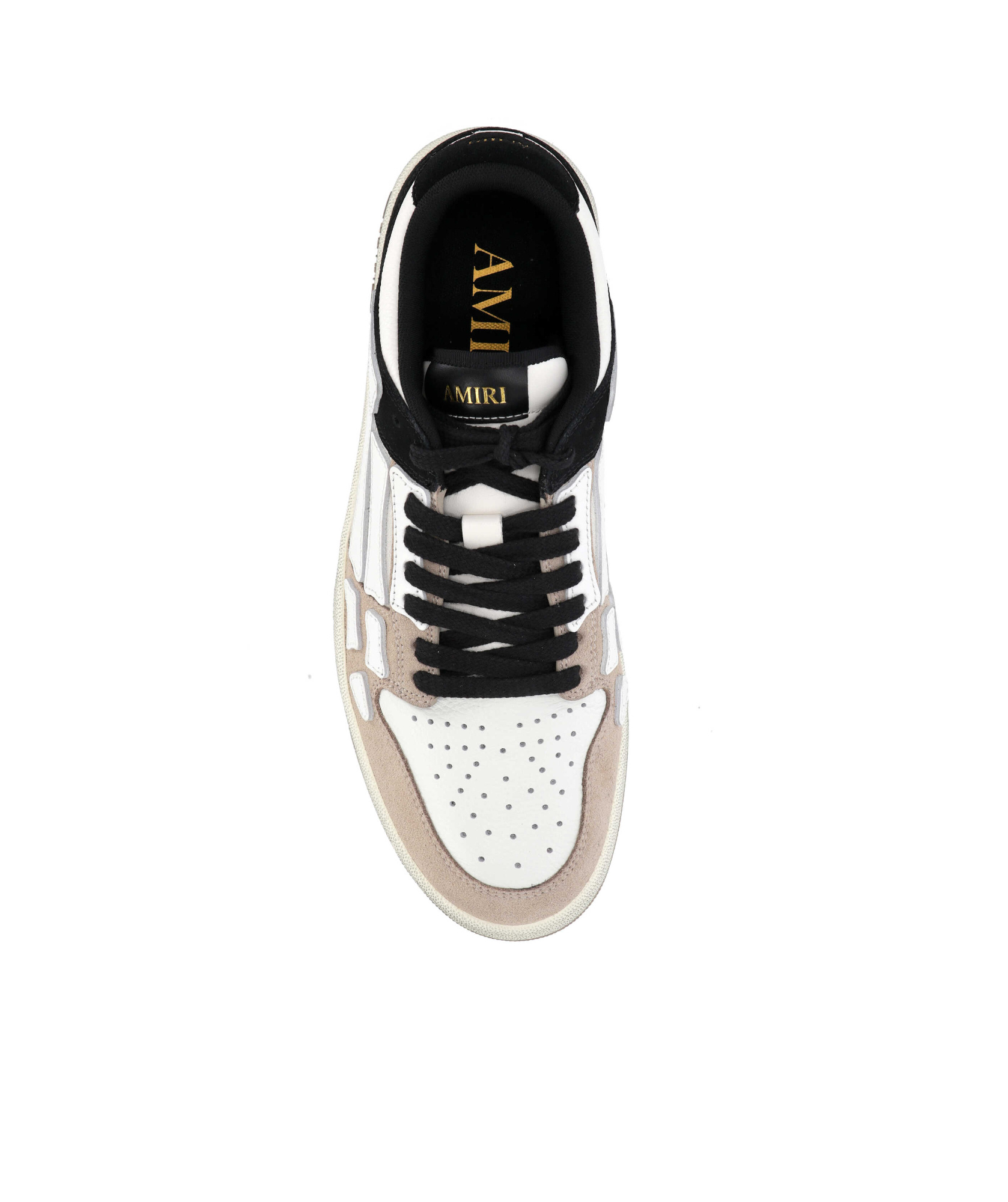 Amiri Skel Top Low Panelled Suede Sneakers In Neutral