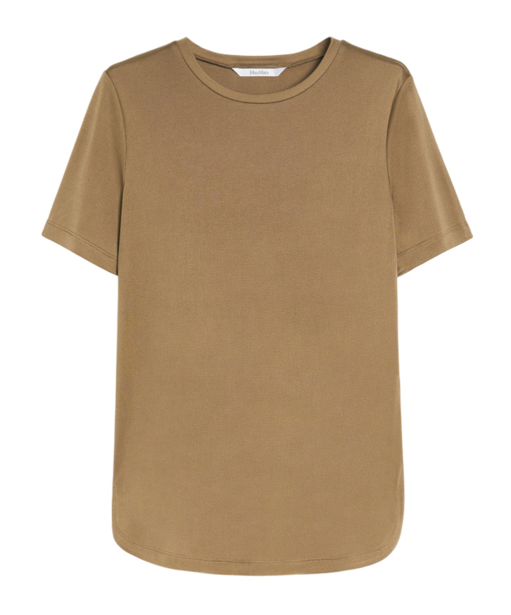 Max Mara Silk Interlock T-shirt In Tobacco Color