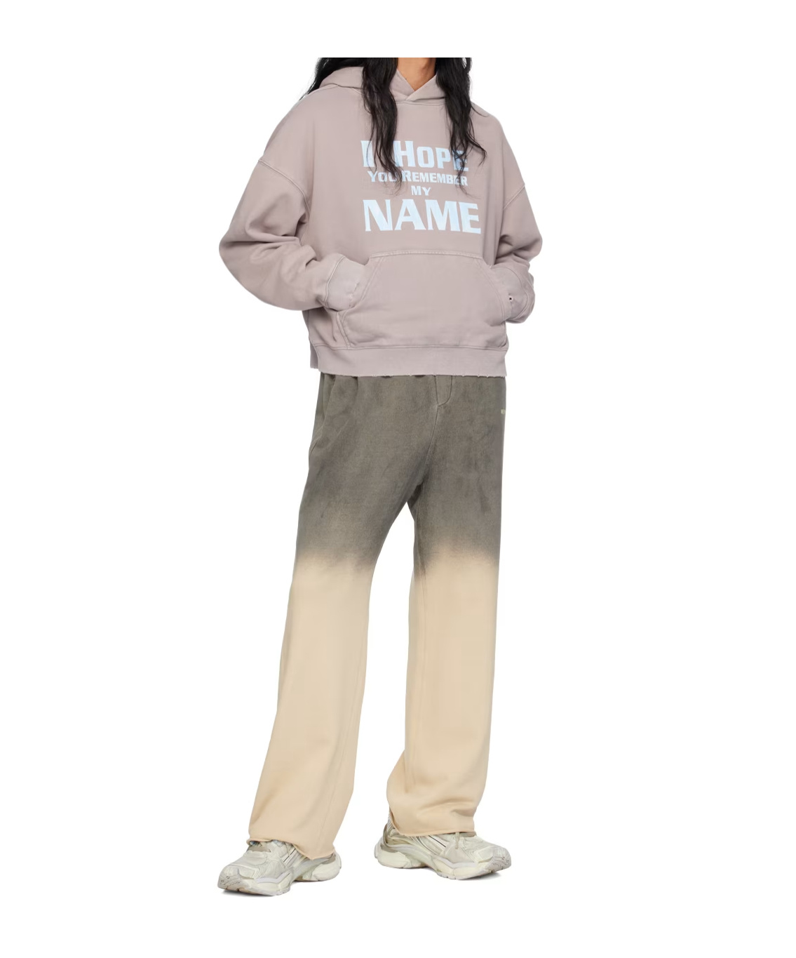 We11 Done Lettering Hoodie In Nude