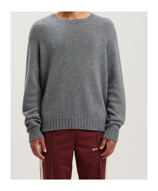 Palm Angels Curved Logo Sweater Grey Melange - Off W In Gray