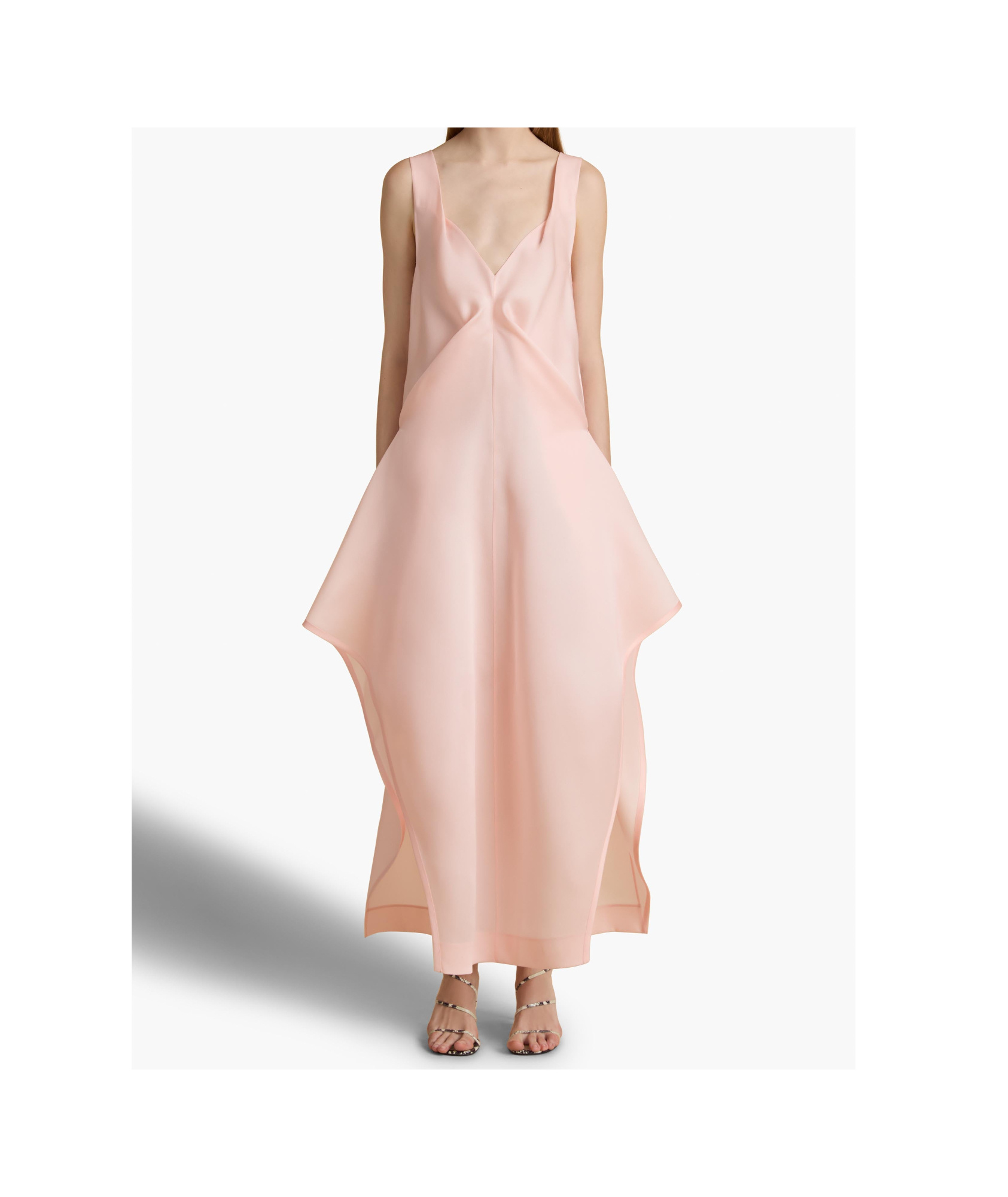 Khaite Kenith Flared Silk Organza Maxi Dress In Pink