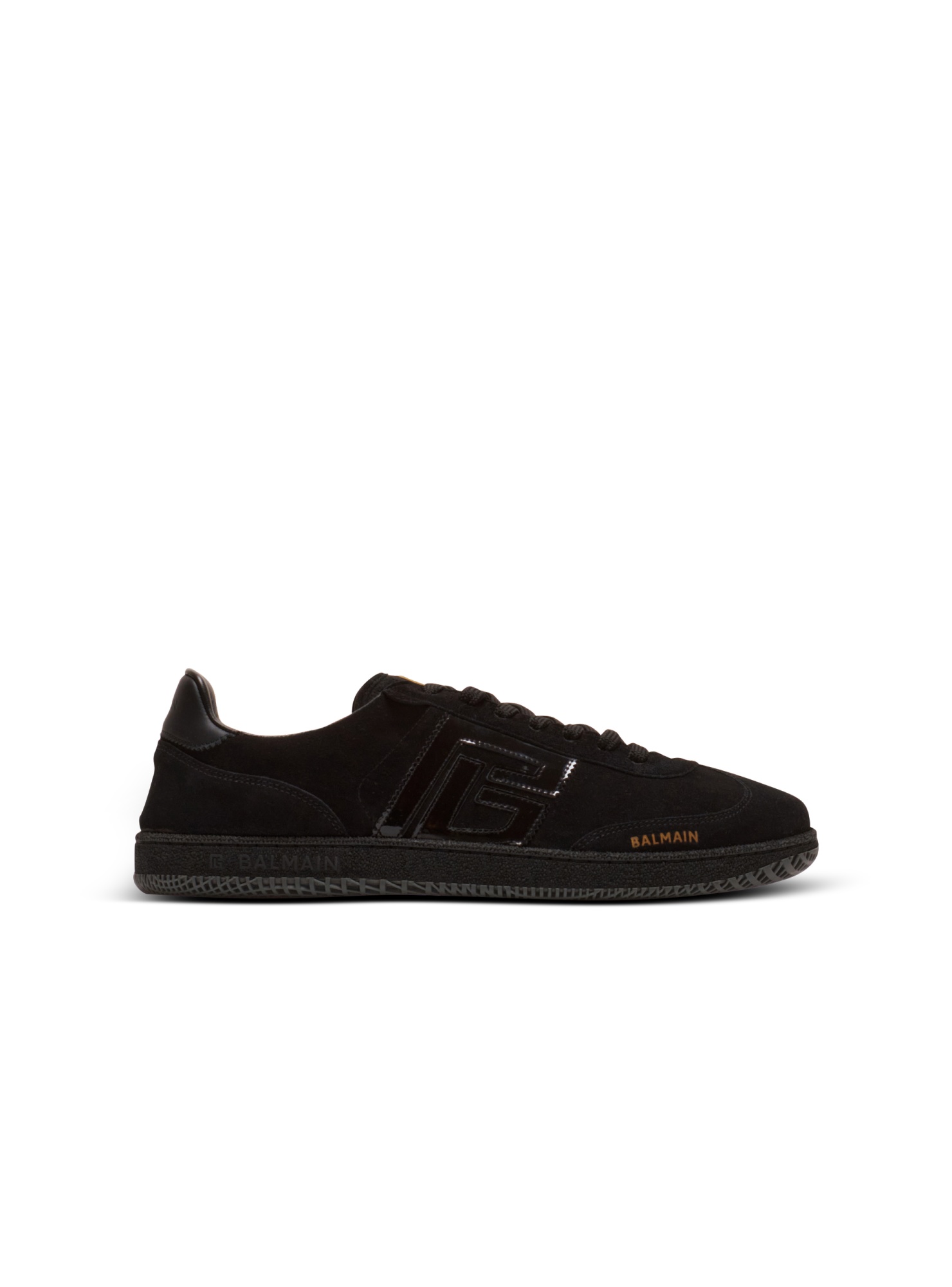 Balmain Swan Suede Low-top Sneakers In Black