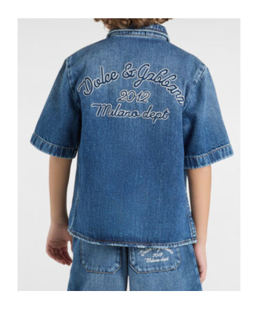 Dolce & Gabbana Denim Shirt With Dolcegabbana Logo In Blue