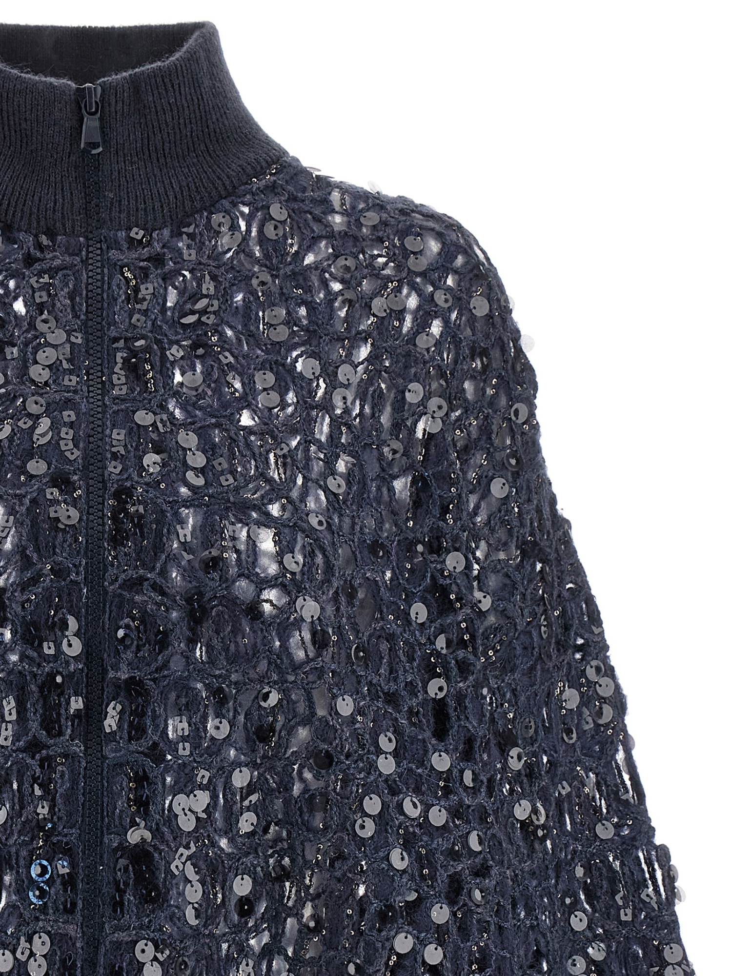 Brunello Cucinelli Dazzling Croc Embroidery Sweaters And Cardigans Blue In Blue