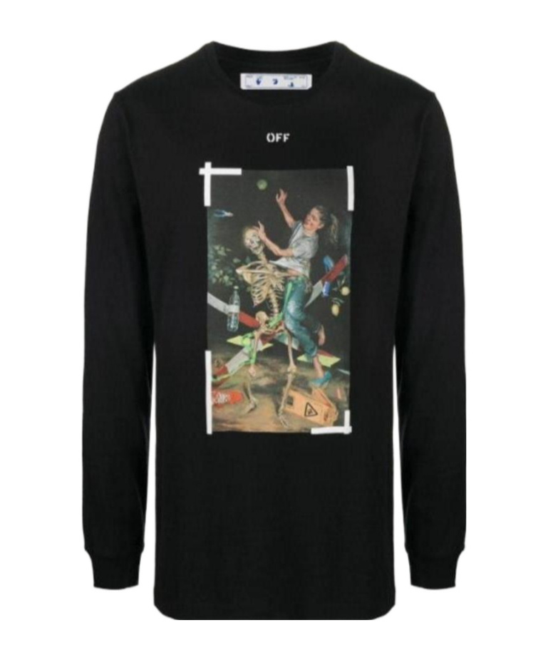 Off-white Pascal Long-sleeved Printed T-shirt In Black