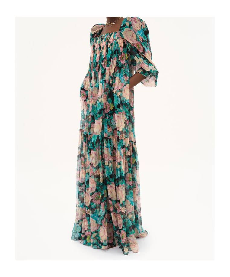 Chloé Chloe Floral-printed Silk-georgette Maxi Dress In Green