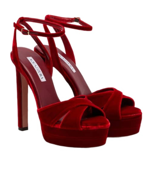 Aquazzura Versatile Red Velvet High-heel Sandals
