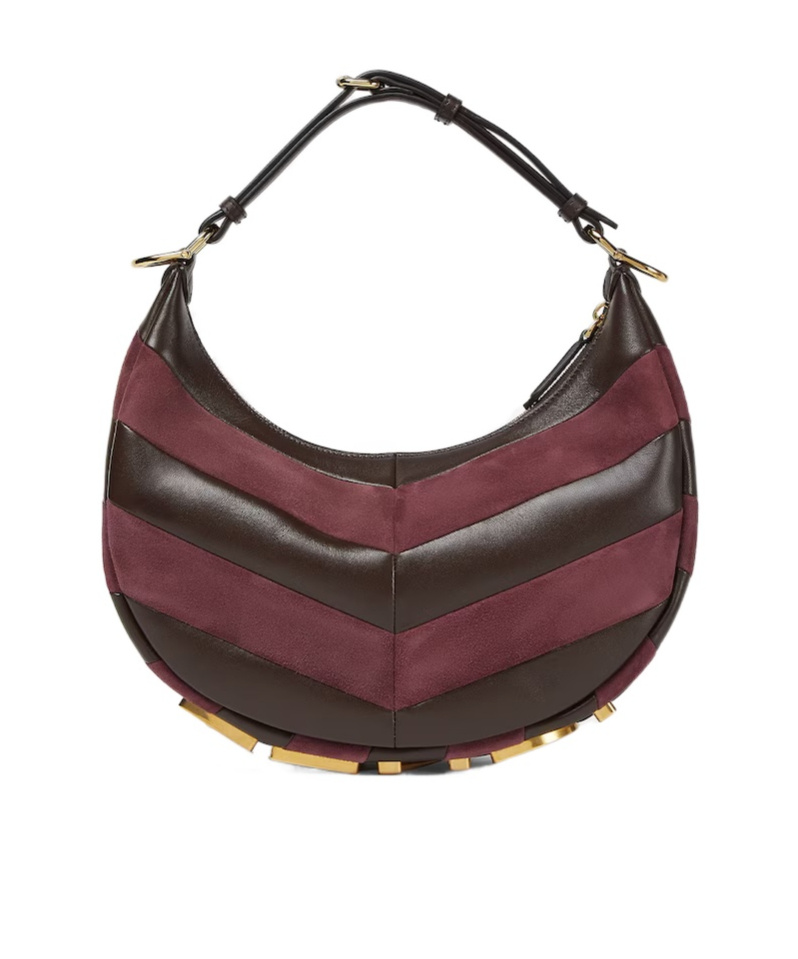 Fendi Leather And Suede Bag With Two-tone Inlay In Black