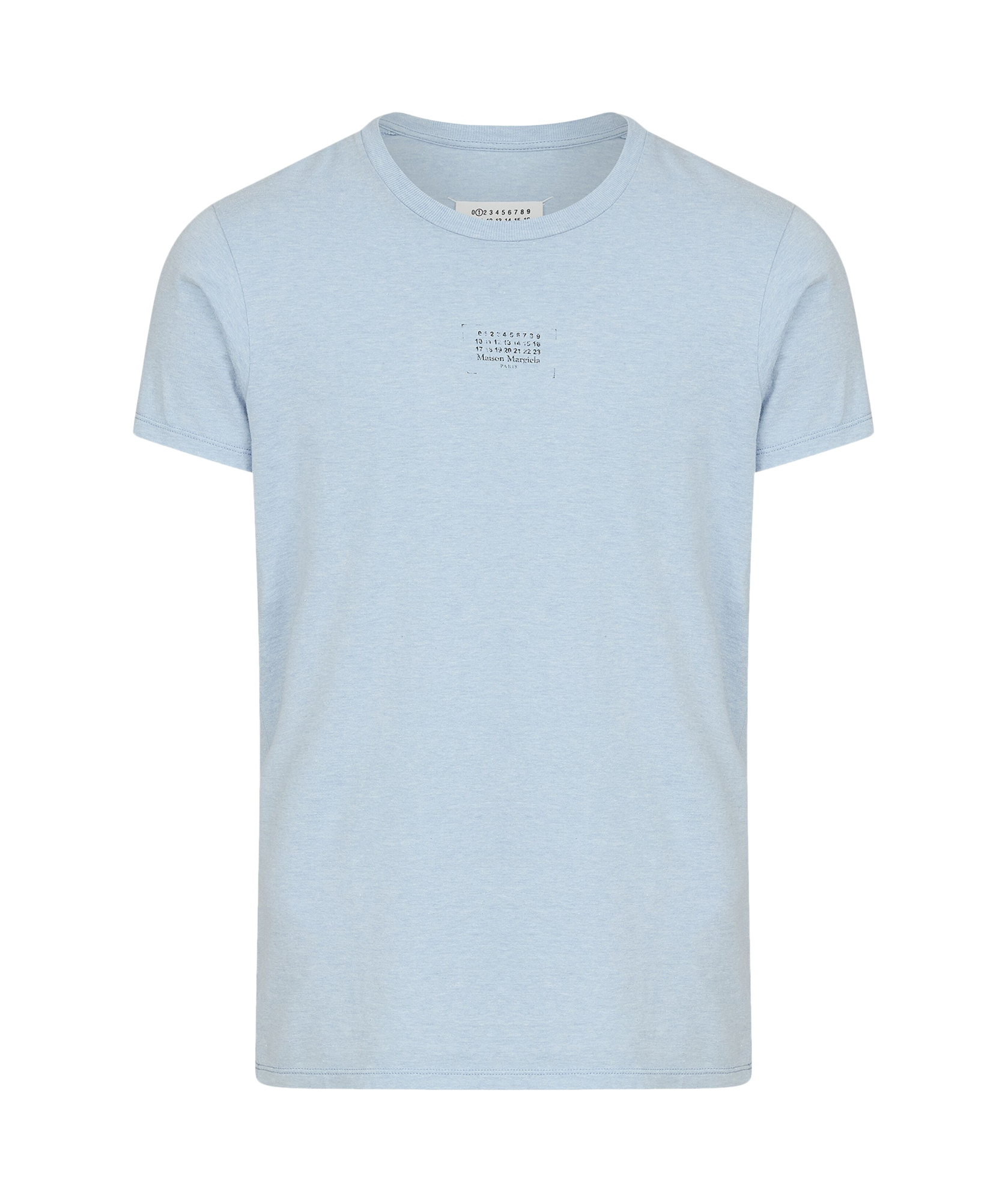 Maison Margiela Baby Blue Cotton T-shirt With Signature Numbers Motif In Blue