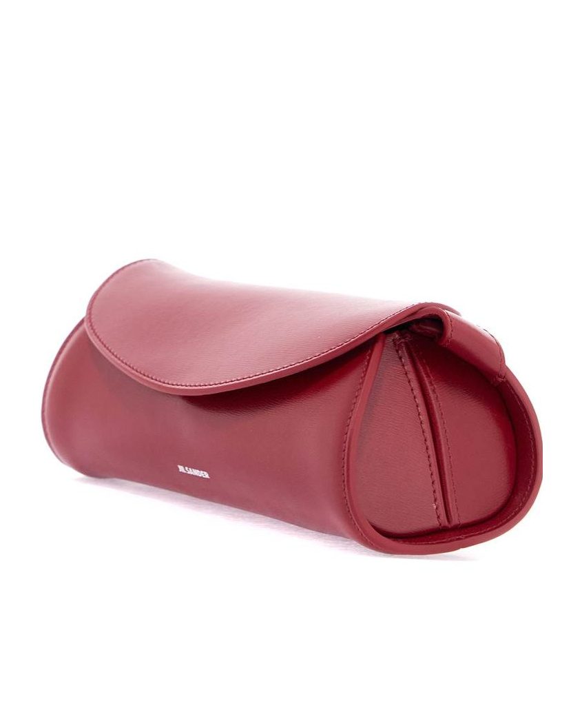 Jil Sander Cedar Red Mini Cannolo Leather Crossbody Bag In Red