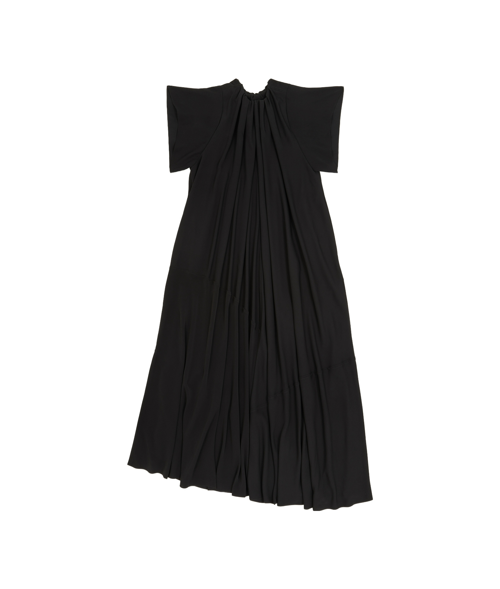 Mm6 Maison Margiela Gathered Short-sleeve Maxi Dress In Black