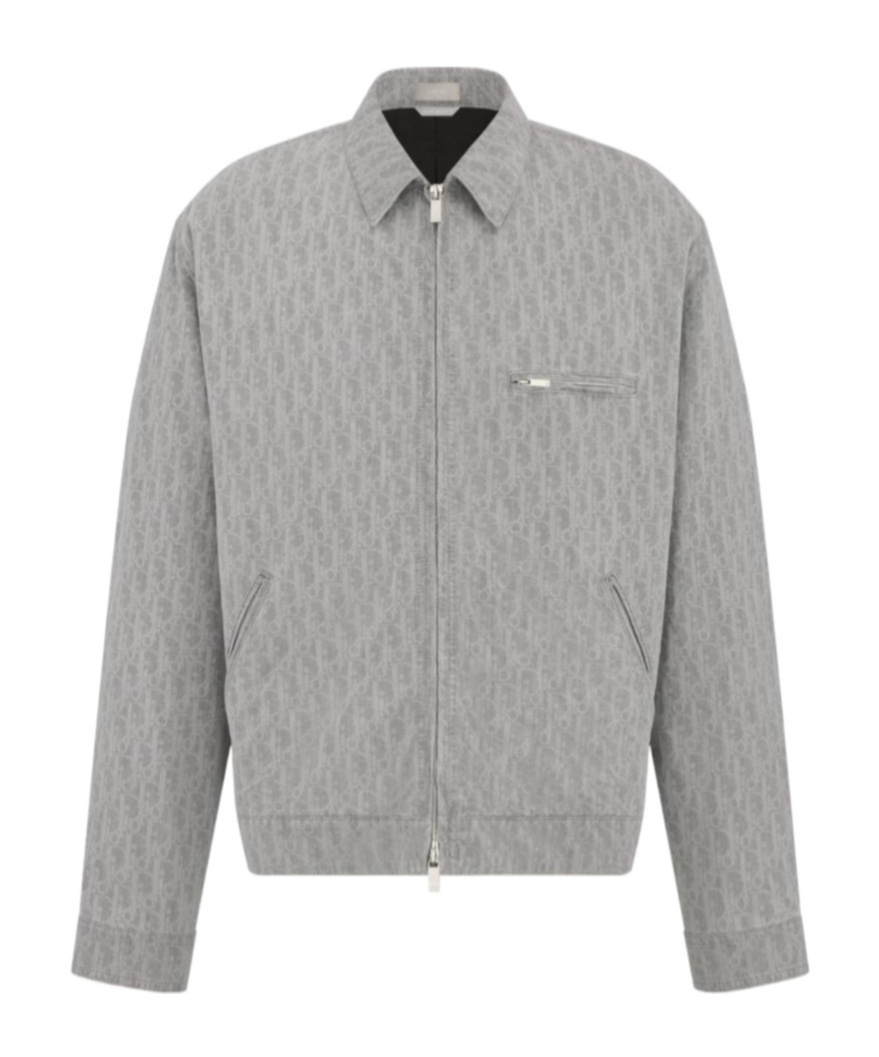Dior Printed Denim Jacket In Gray
