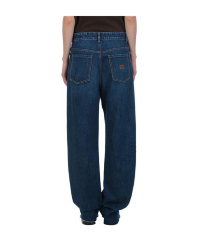 Miu Miu Logo-embroidered Denim Jeans In Blue