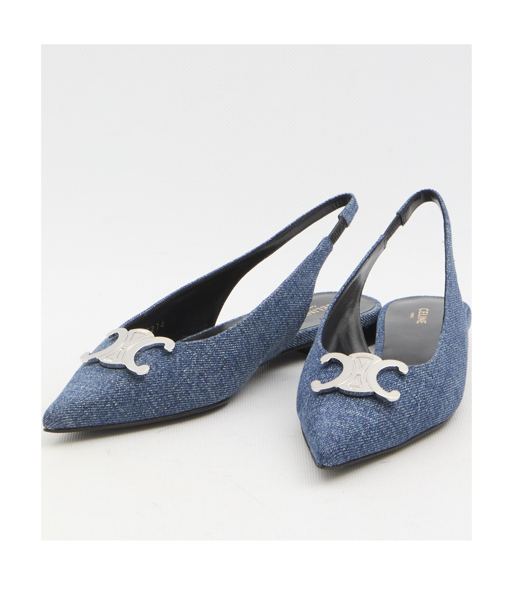 Celine Triomphe Flats In Blue