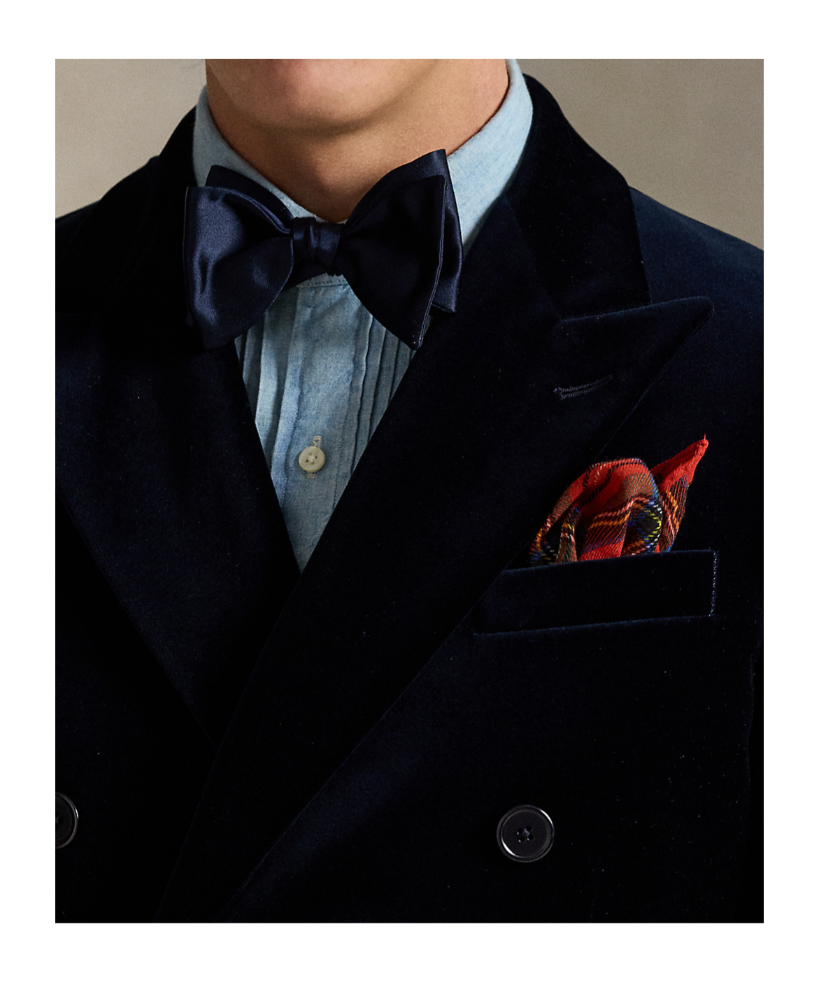Polo Ralph Lauren Mens Peak-lapel Double-breasted Velvet Blazer Navy In Black