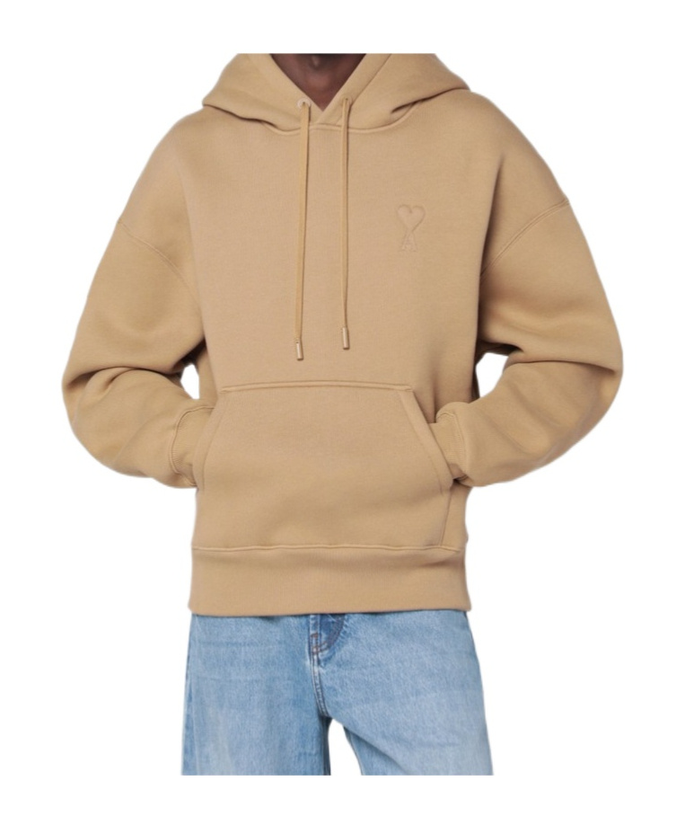 Ami Alexandre Mattiussi Camel Ami De Coeur Hoodie In Brown