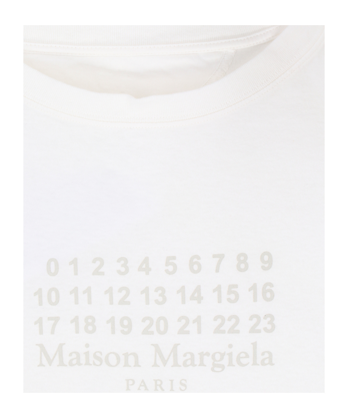 Maison Margiela Long-sleeve Cotton T-shirt With Numeric Logo And Four Stitches In Neutral