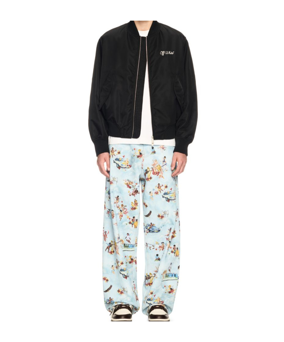 Off-white Script Nyl Bomber Jacket In Black