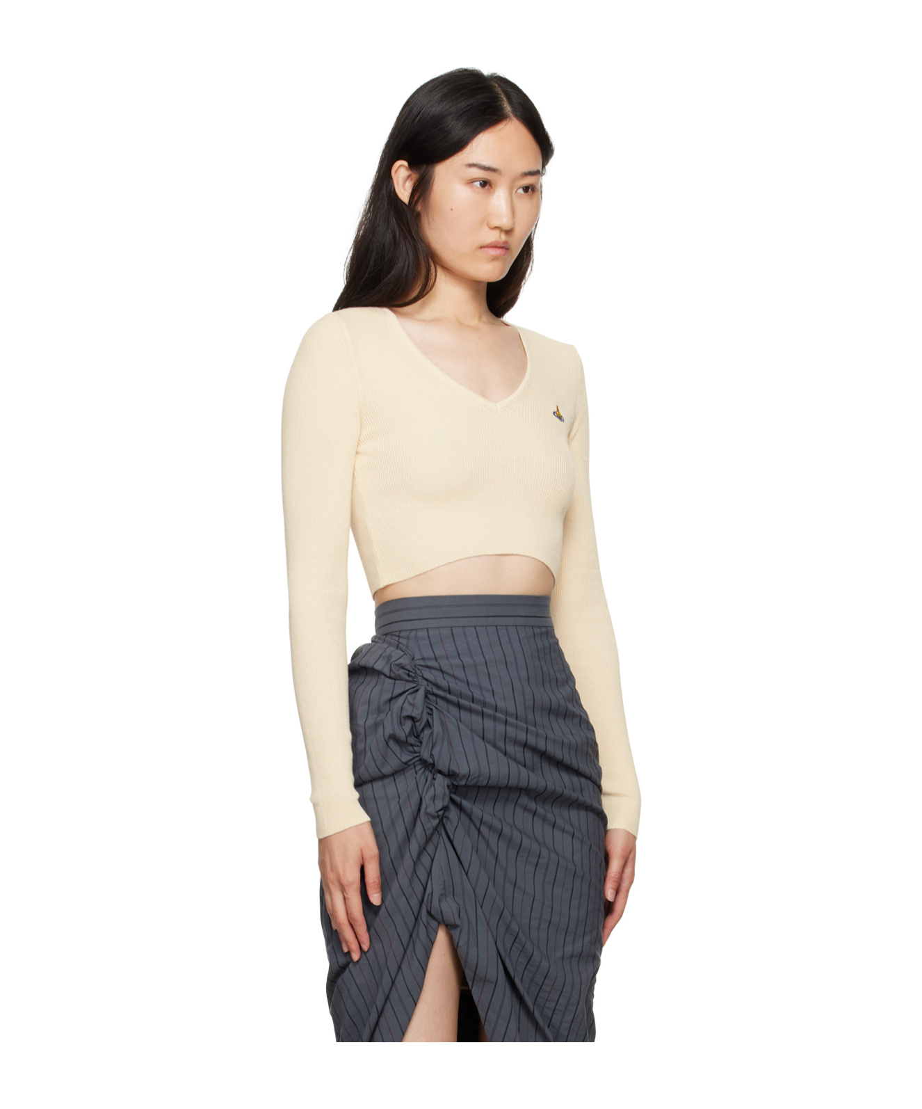 VIVIENNE WESTWOOD VIVIENNE WESTWOOD BEA CROPPED V-NECK JUMPER