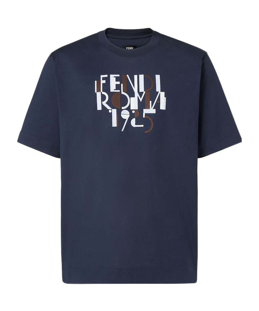 Fendi T-shirt Dark Blue Cotton T-shirt In Blue
