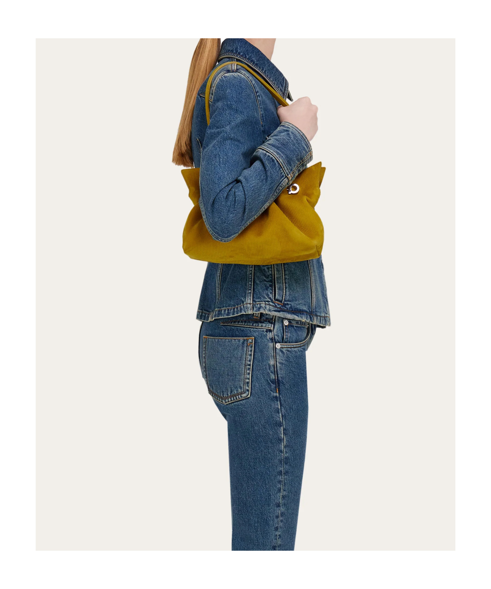 Ferragamo Soft Suede Shoulder Bag In Yellow