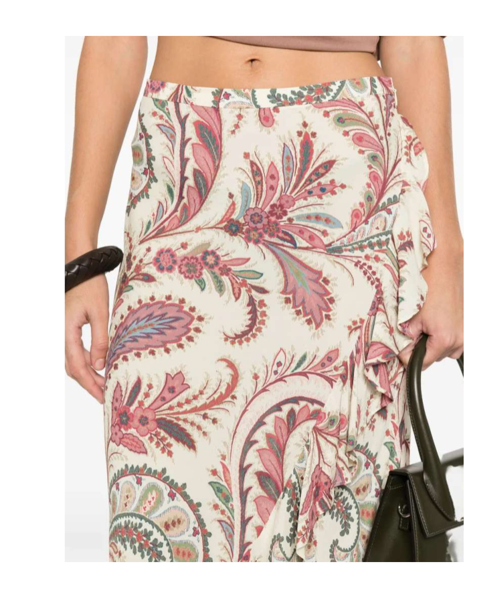 Etro Printed Midi Skirt In Brown
