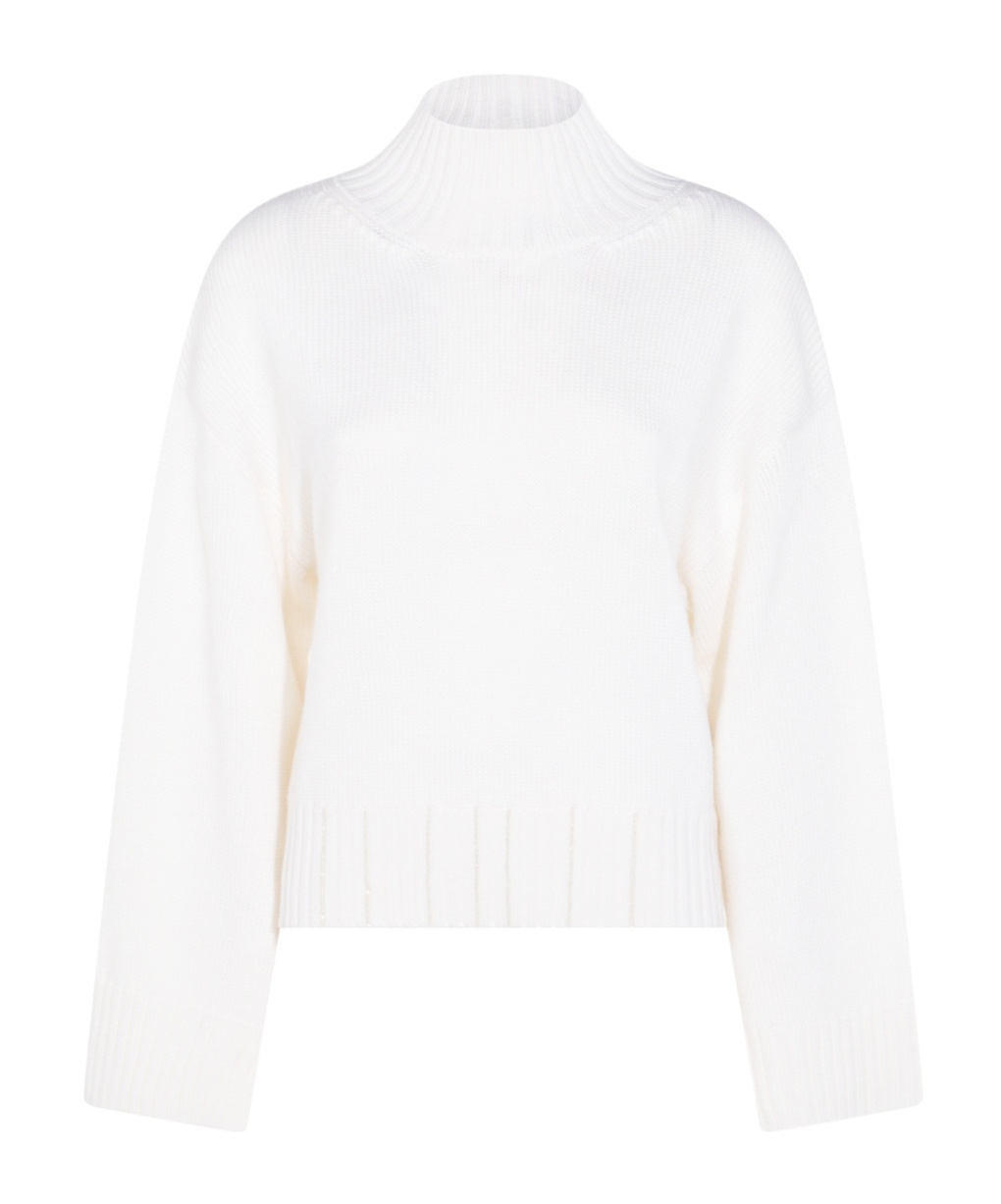 Fabiana Filippi Merino Wool Cropped Turtle Neck Sweater In White