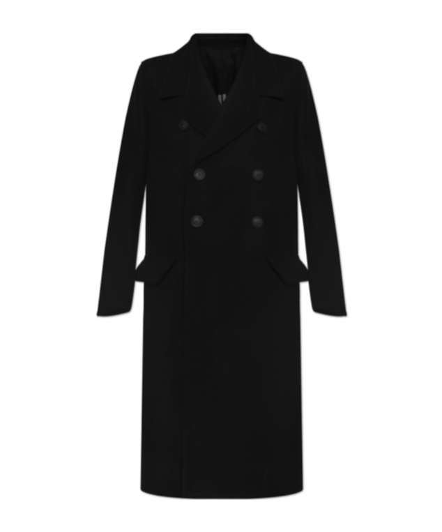 Rick Owens Double-breasted Wool Coat In Black