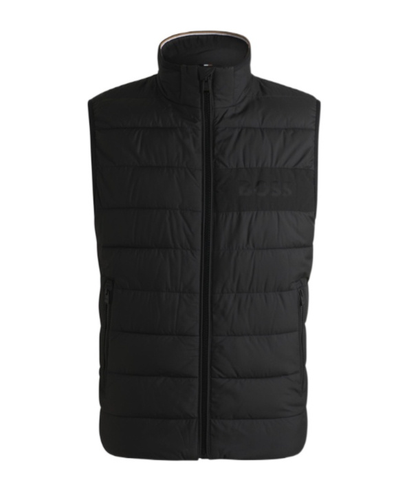 Shop Hugo Boss Logo Water-repllent Gilet In Black