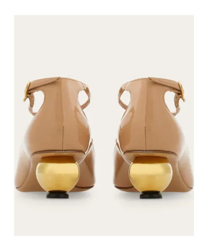 Ferragamo Ball-heel T-strap High Heels In Brown