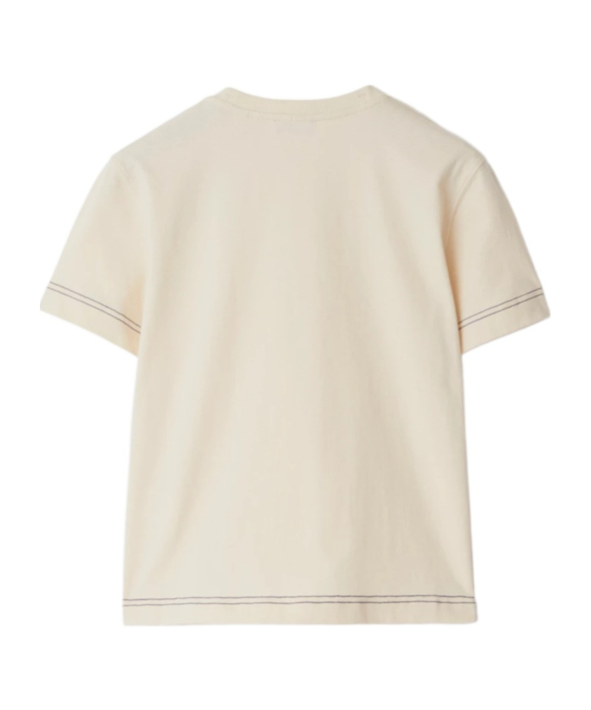 Burberry Logo Embroidered Cotton T-shirt In Nude
