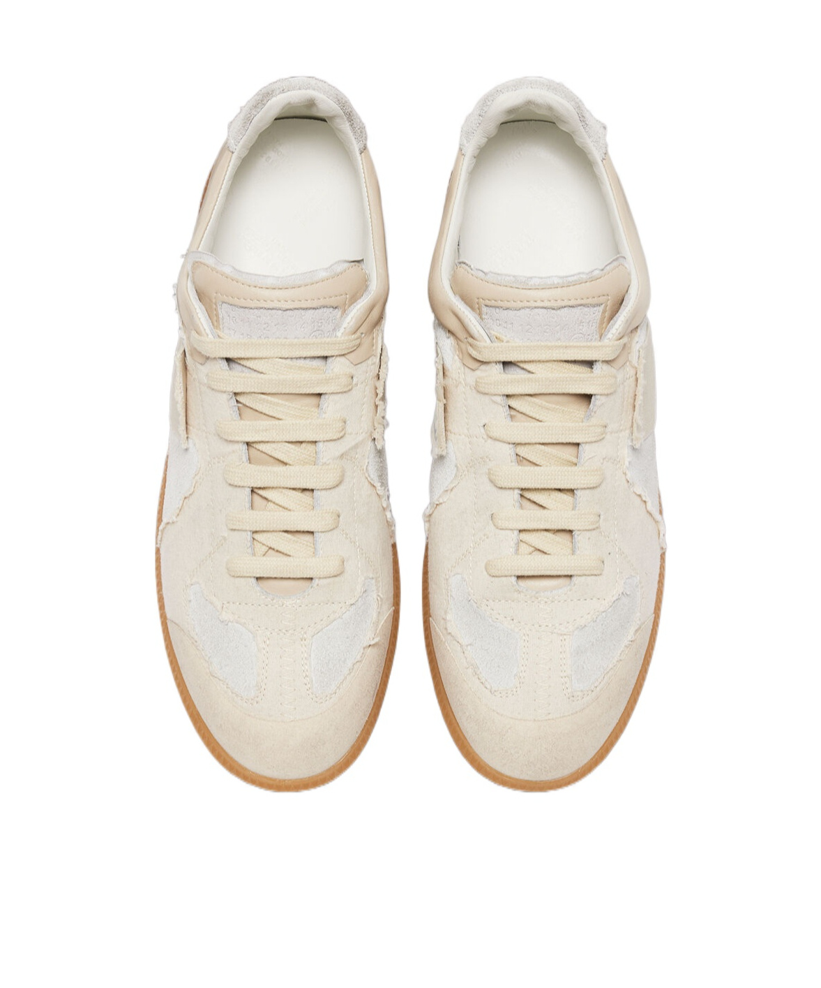 Maison Margiela Off White Leather And Grey Suede Replica Sneakers In White