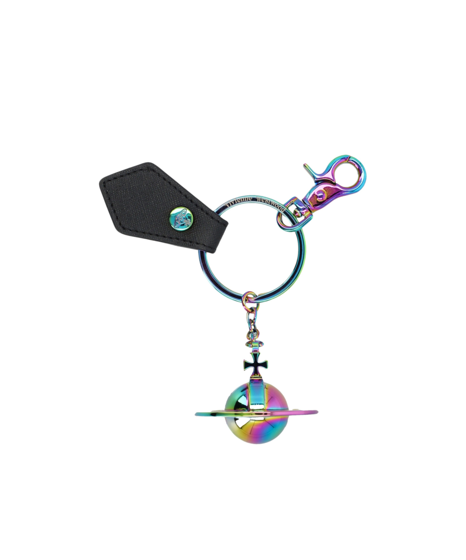 Vivienne Westwood 3d Orb Iridescent Keyring In Black