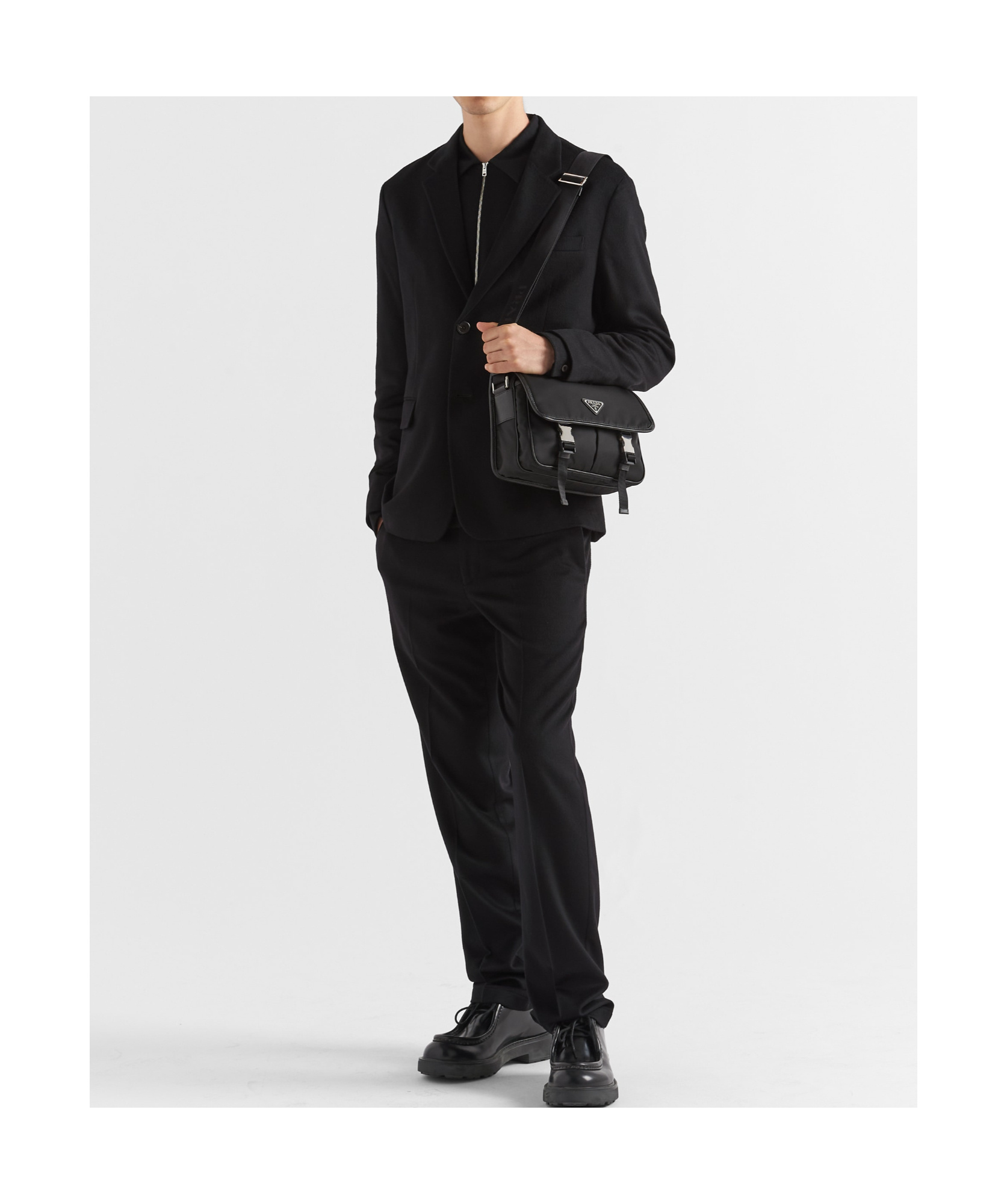 Prada Re-nylon Triangle-logo Crossbody Bag In Black