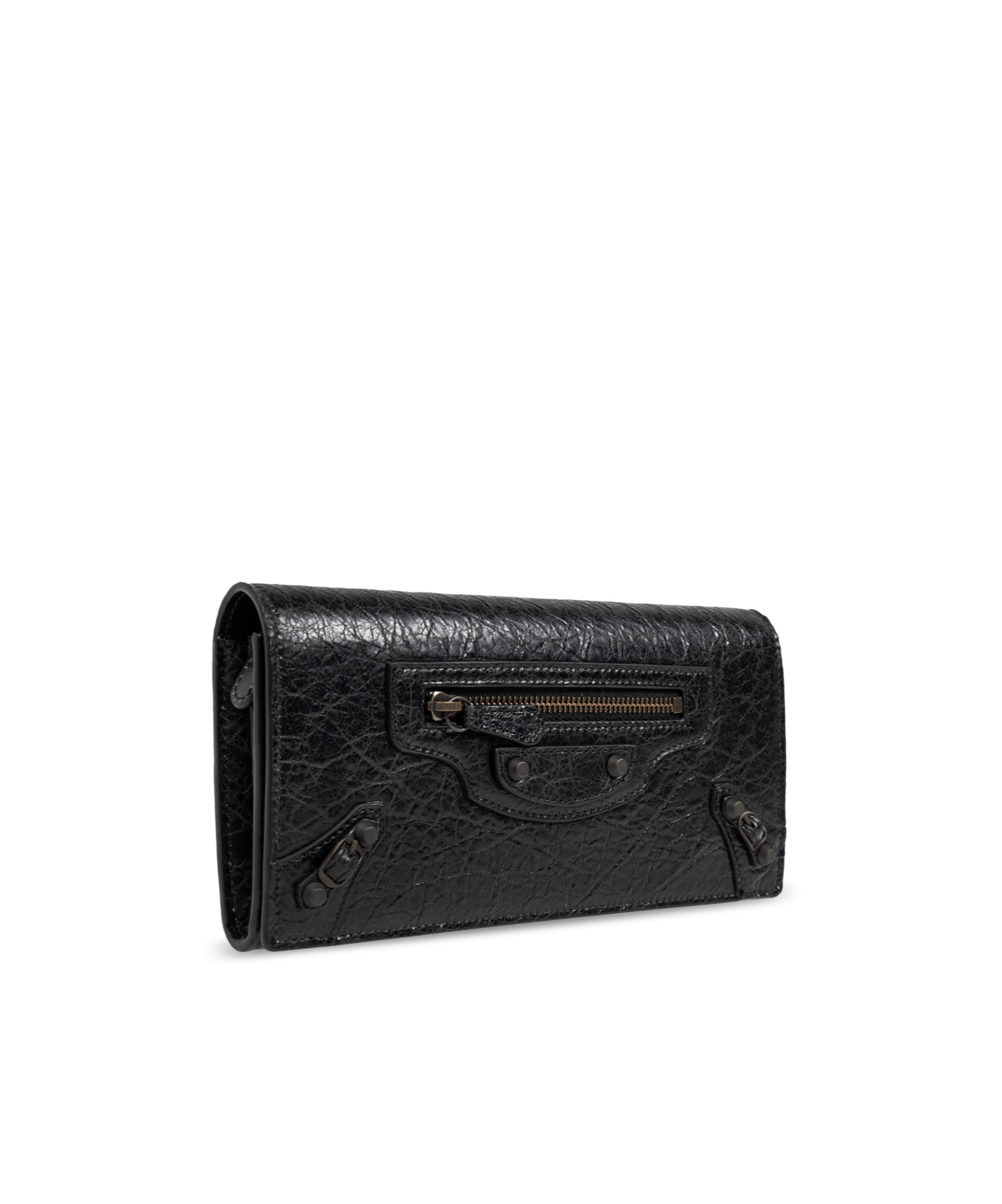 Balenciaga Stud-embellished Wallet In Black