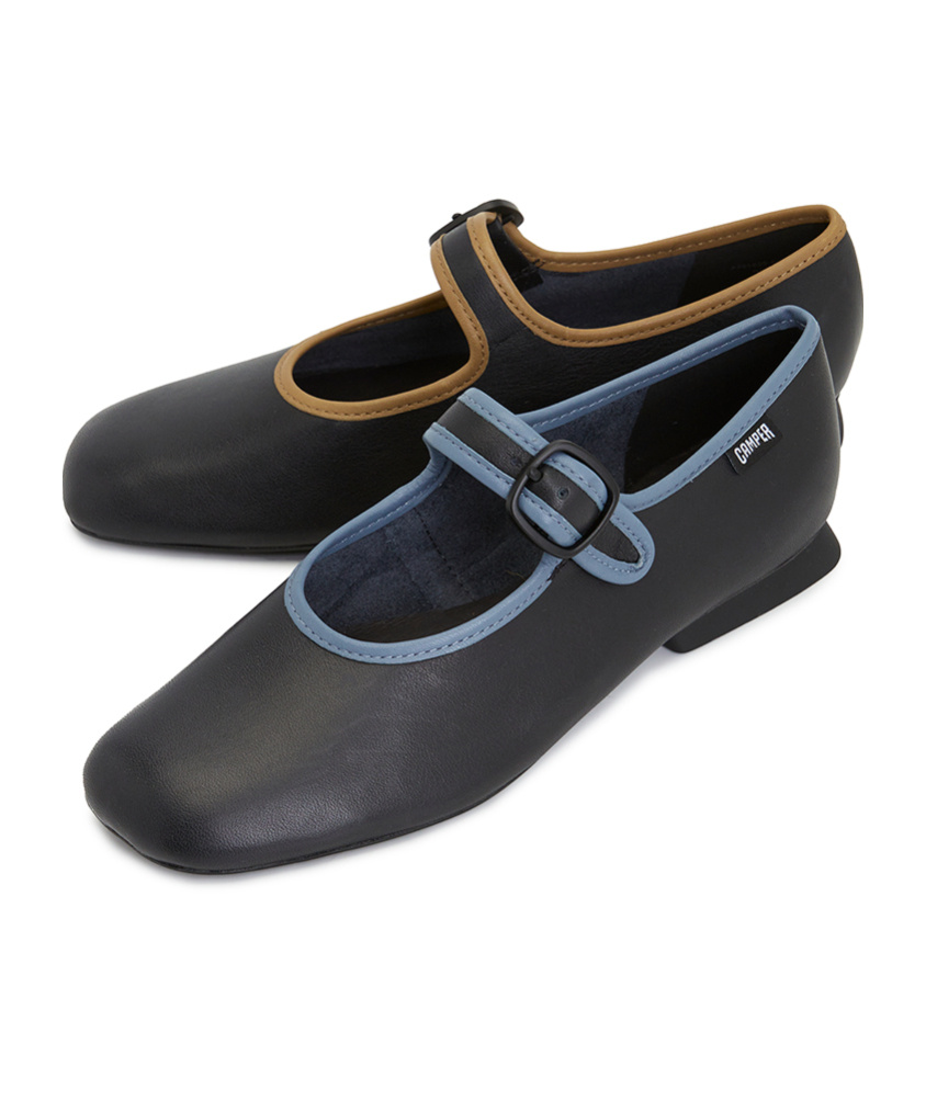 Camper Twins Flat Ballet Shoes In Black