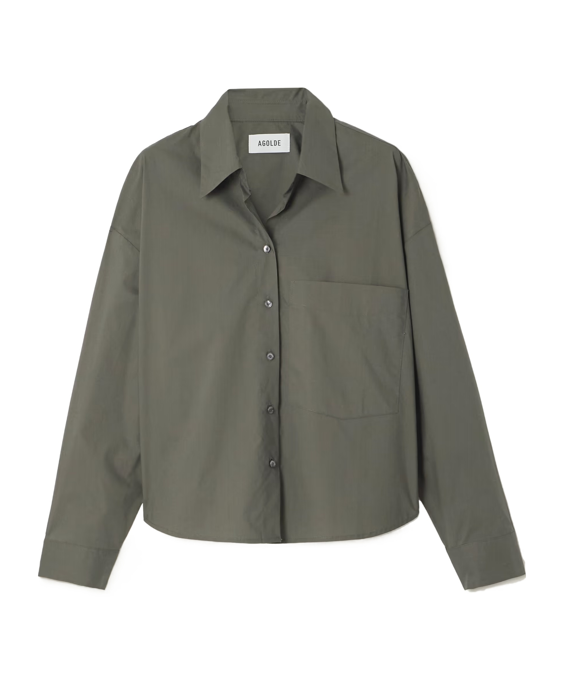 Agolde Long Sleeve Button-down Shirt In Green