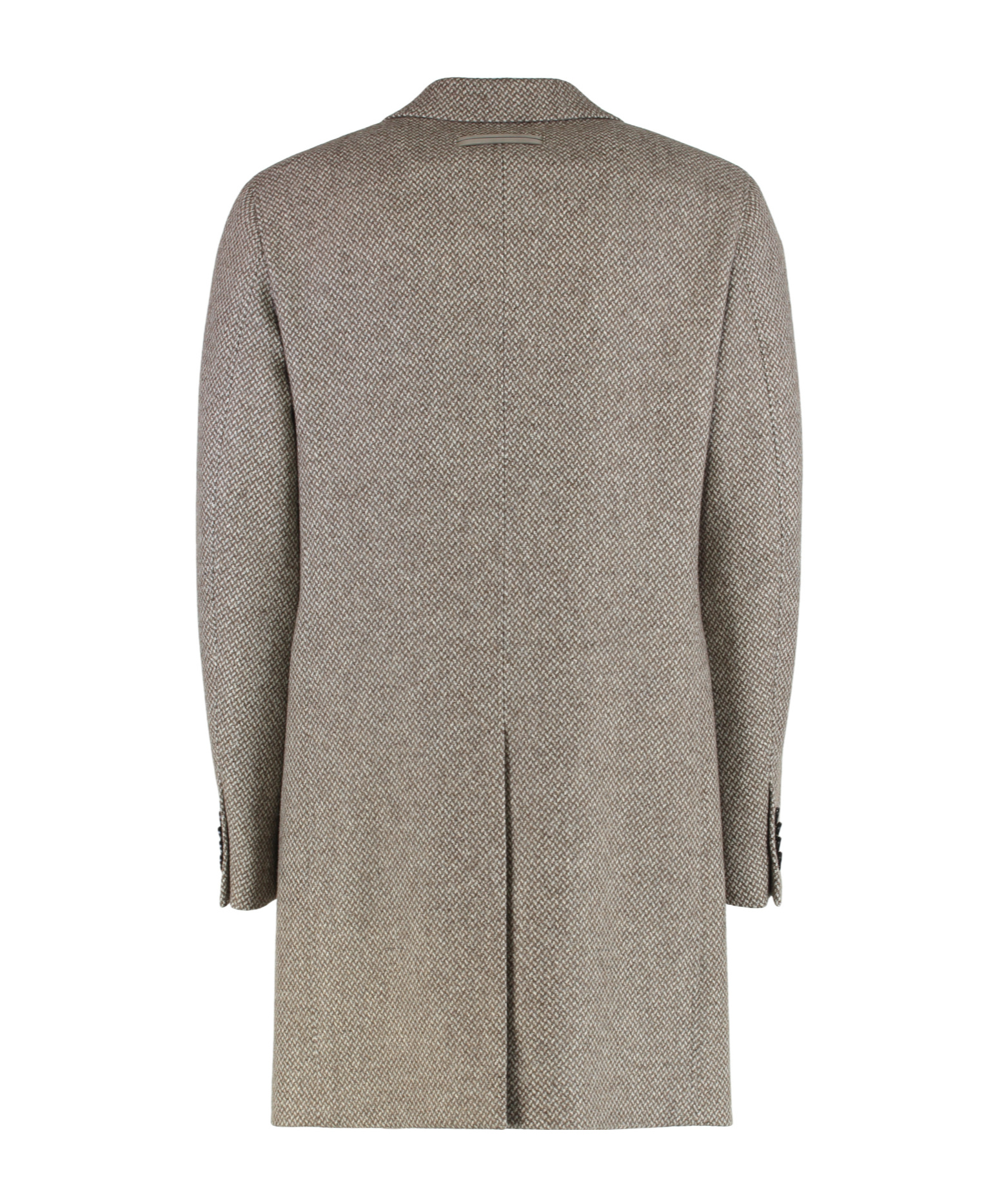 Zegna Notched Lapels Wool Double Breasted Coat In Neutral