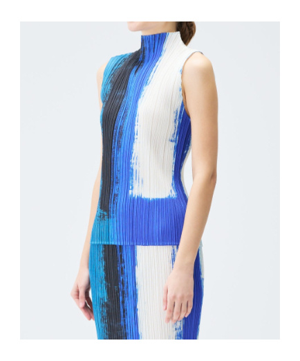 Issey Miyake Turtleneck Blouse In Multi
