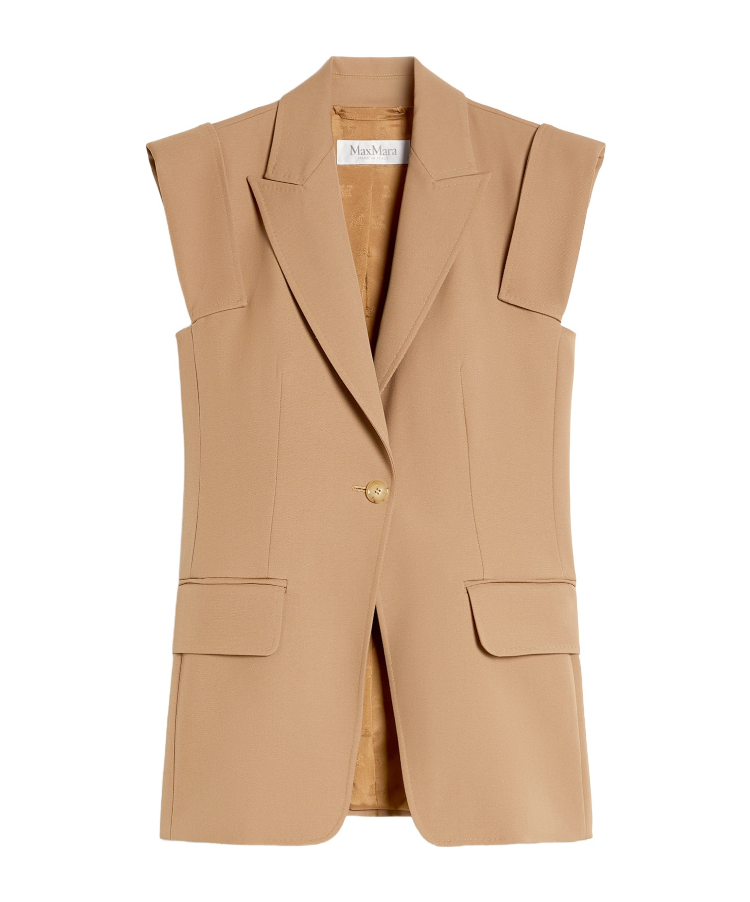 Max Mara Sleeveless Gabardine Jacket In Nude