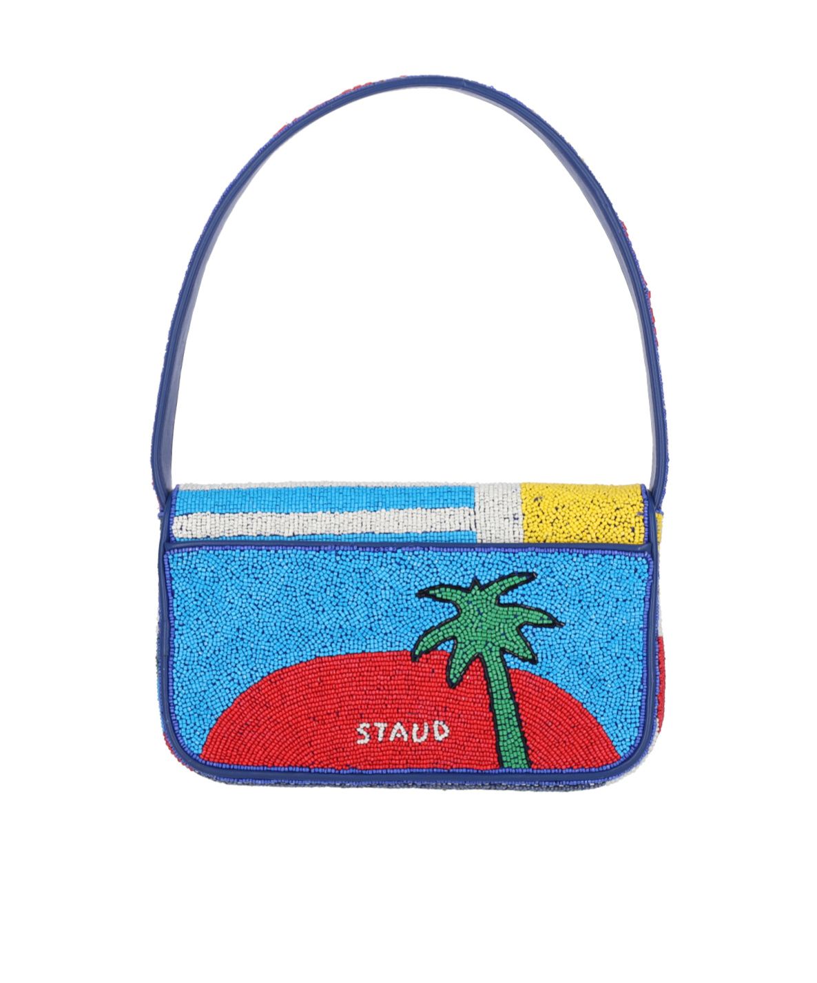 STAUD STAUD TOMMY BEAD-EMBELLISHED FOLDOVER TOP SHOULDER BAG