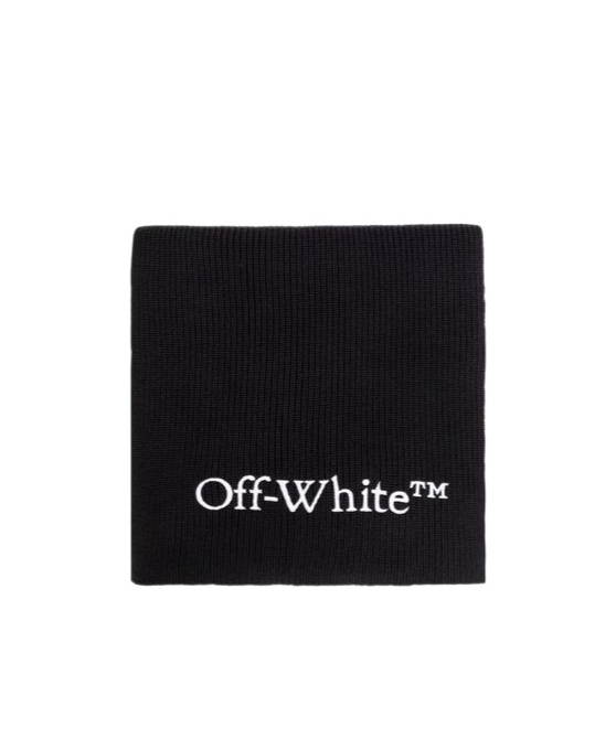 Off-white Logo Embroidered Scarf In Black